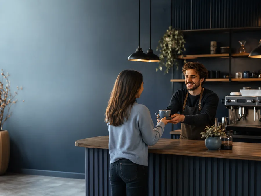 Kaffeehaus serviert einen Kaffee